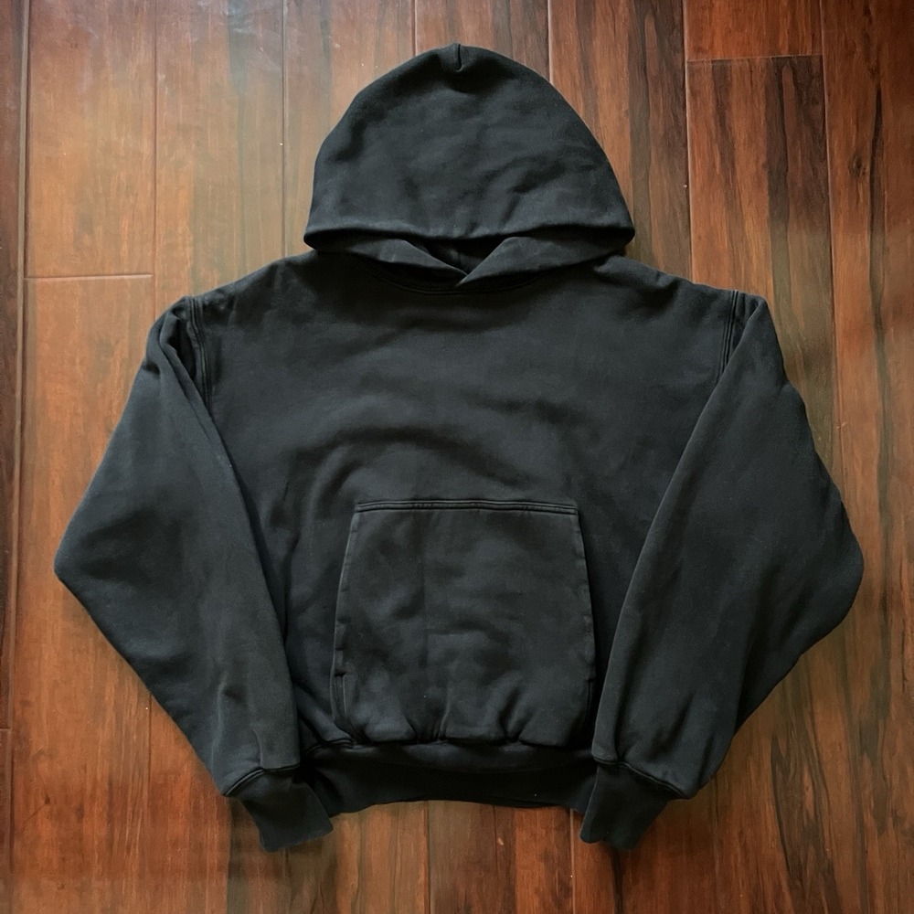 Yeezy x Gap Double Layer Pullover Perfect Hoodie Black YZY Cotton Heavyweight S
